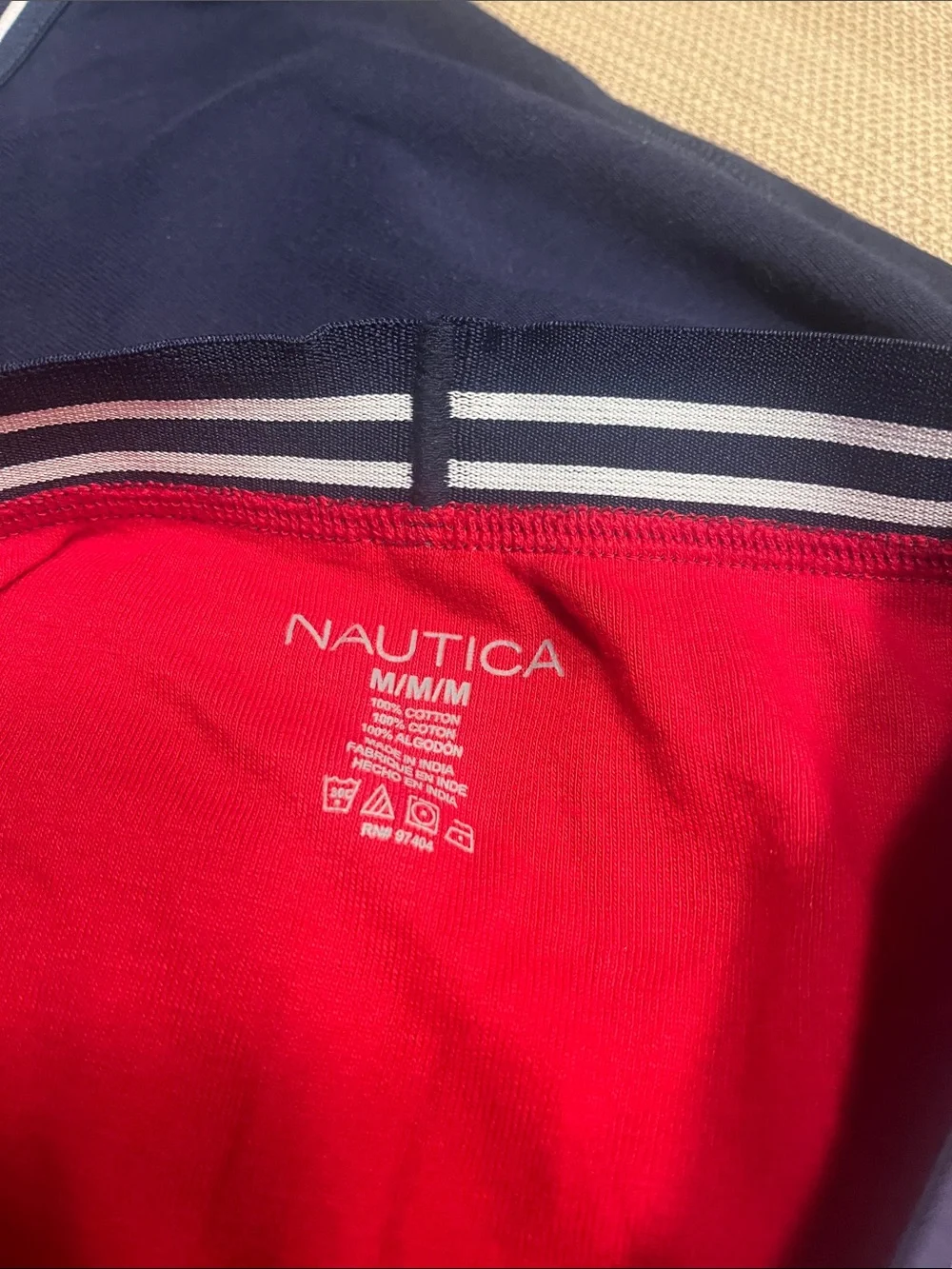 Item 82…2 pair Nautica Men's thin Thermal Leggings in Red and Navy his and his